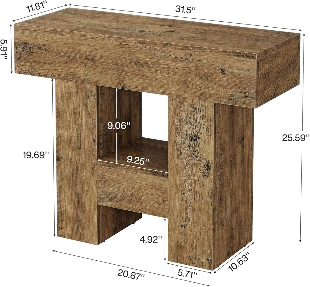 Tribesigns Farmhous End Table, 2-Tier Narrow Side Table with Storage Shelf fo...