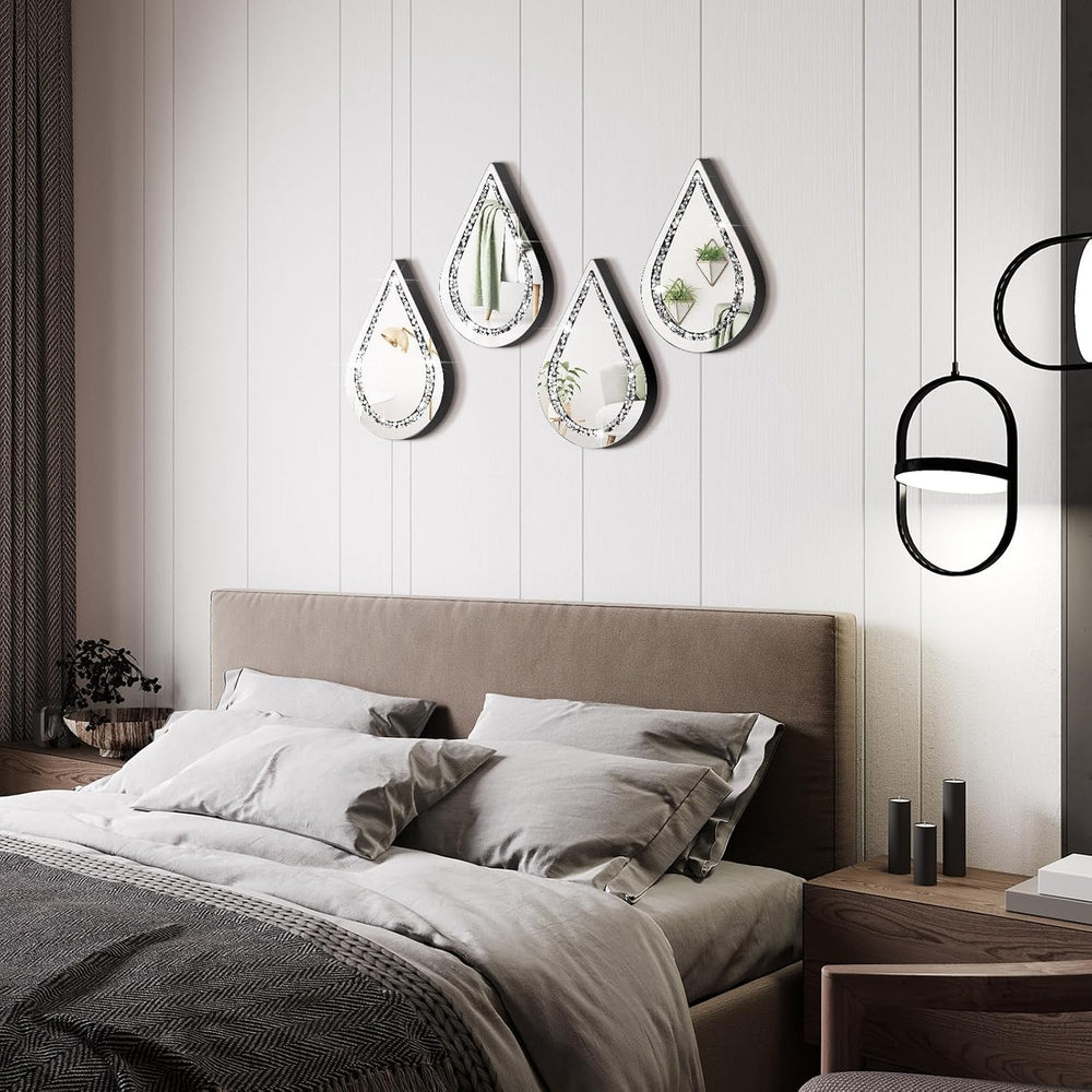 Yookeer 4 Pcs Espejos Decorativos para Sala Silver Mirror Wall Decor