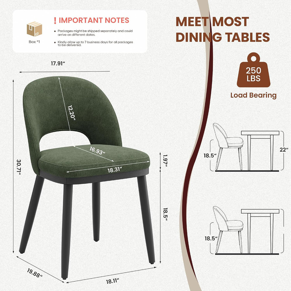 Upholstered Dining Chairs Set of 2, Modern Fabric Kitchen & Dining Room C...