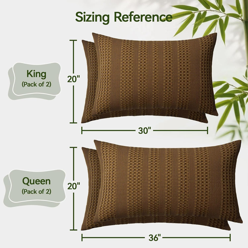 a moment Queen Pillow Shams Bamboo Pillowcases - Waffle Weave, Ultra Soft &am...