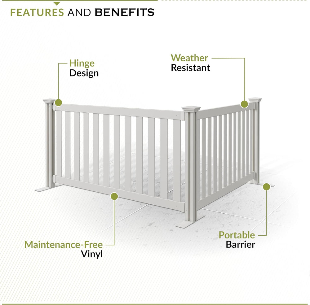 Zippity Davidson Portable Event Fence, White Vinyl Freestanding Kit