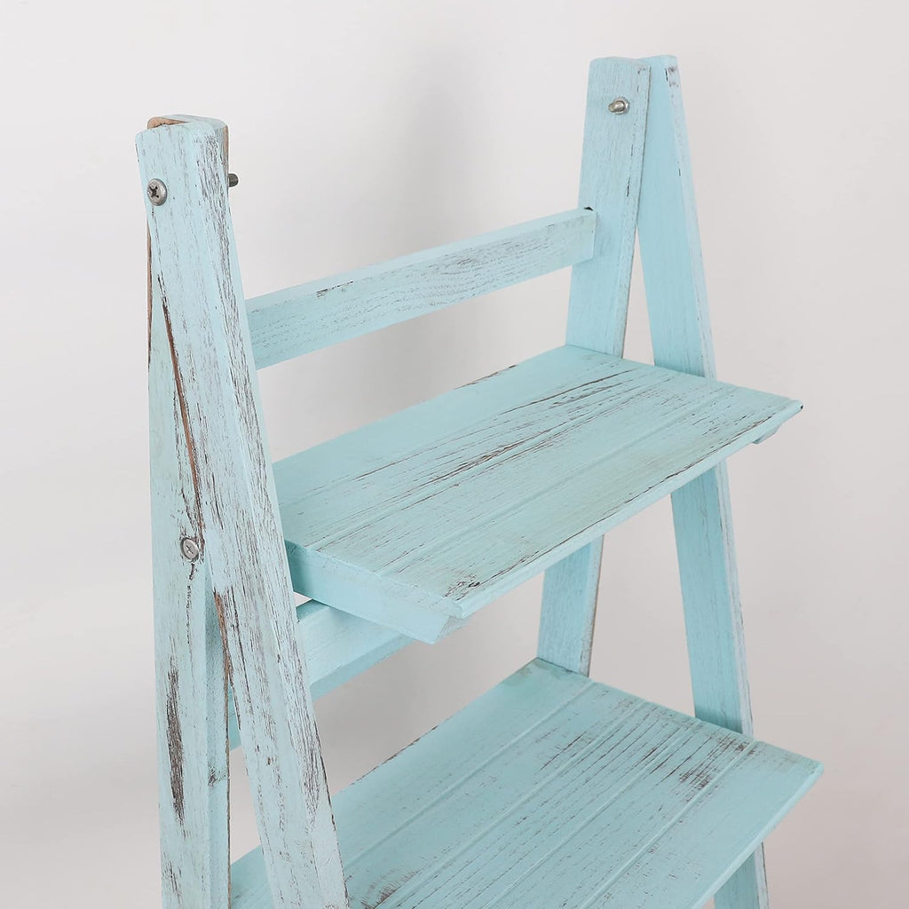 ladder shelf - distressed bookshelf - rustic ladder, close-up detail