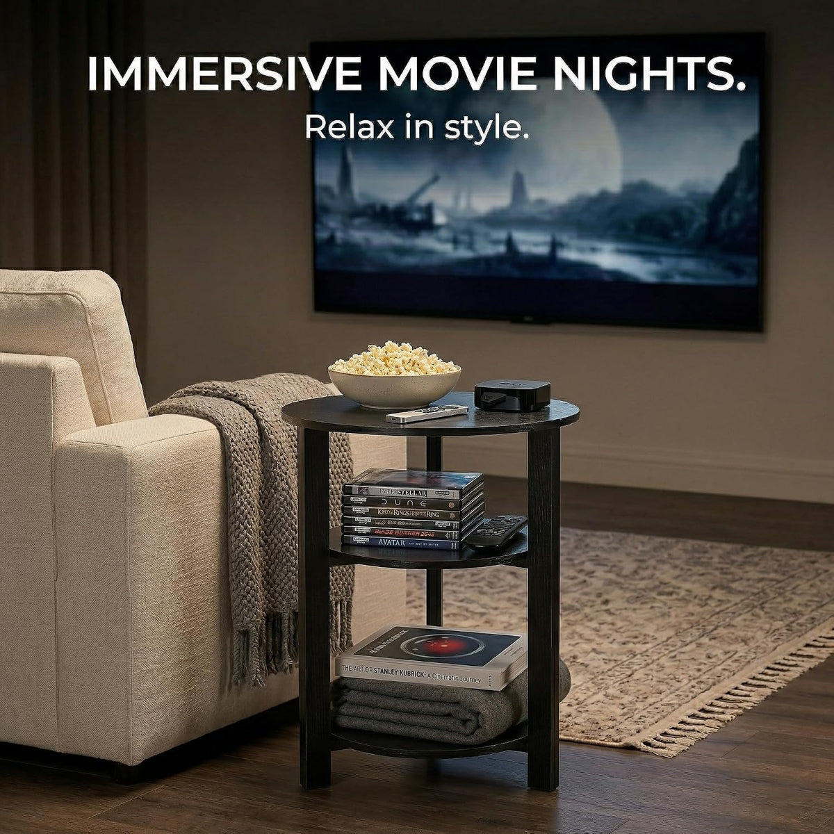 Farmhouse 3-Tier Round Side Table,Modern Couch Accent Table