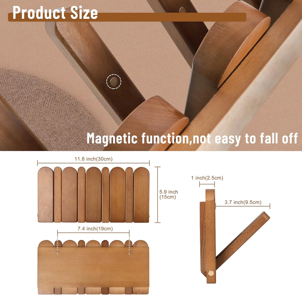 Wall Coat Rack for Entryway: Folding Wood 4 Hooks for Small Space