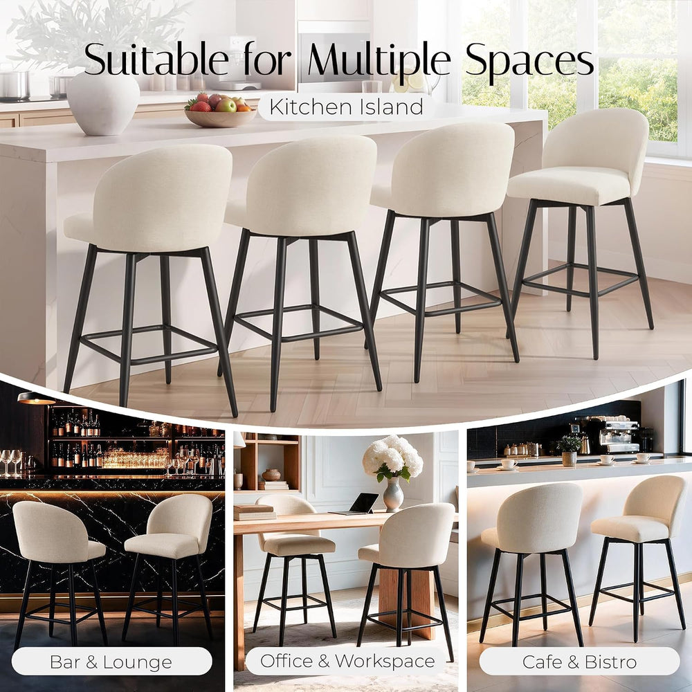 Zerel's Home 26" Counter Height Bar Stool Set of 3,Linen Fabric Upho...