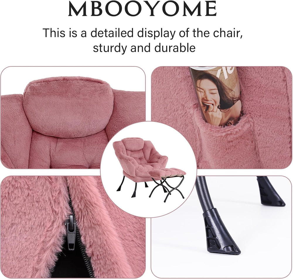 Modern Lazy Chair with Ottoman, Comfy Accent Reading Chair for Living Room