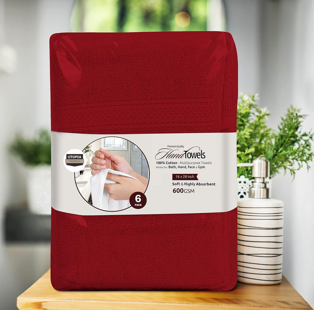Utopia Towels 6 Pack Premium Hand Towels Set, 16 by 28 inches, 100% Ring Spun...