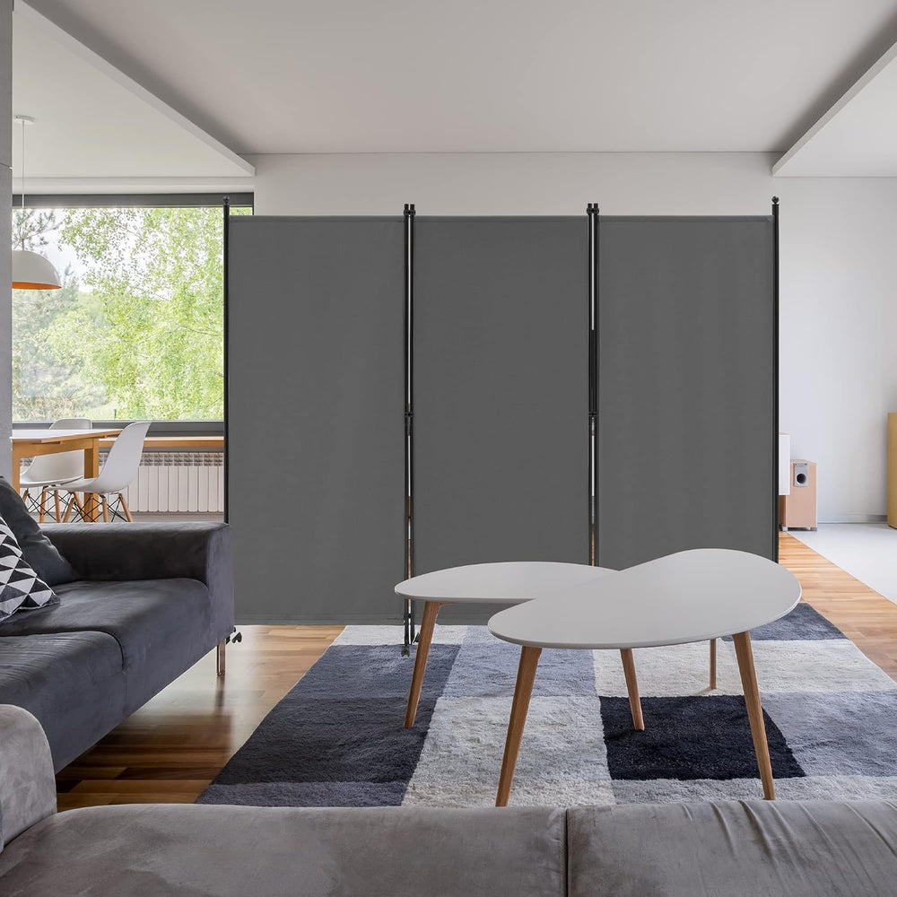 Spurgehom 3 Panel Rolling Room Divider, Folding Partition Privacy Screens