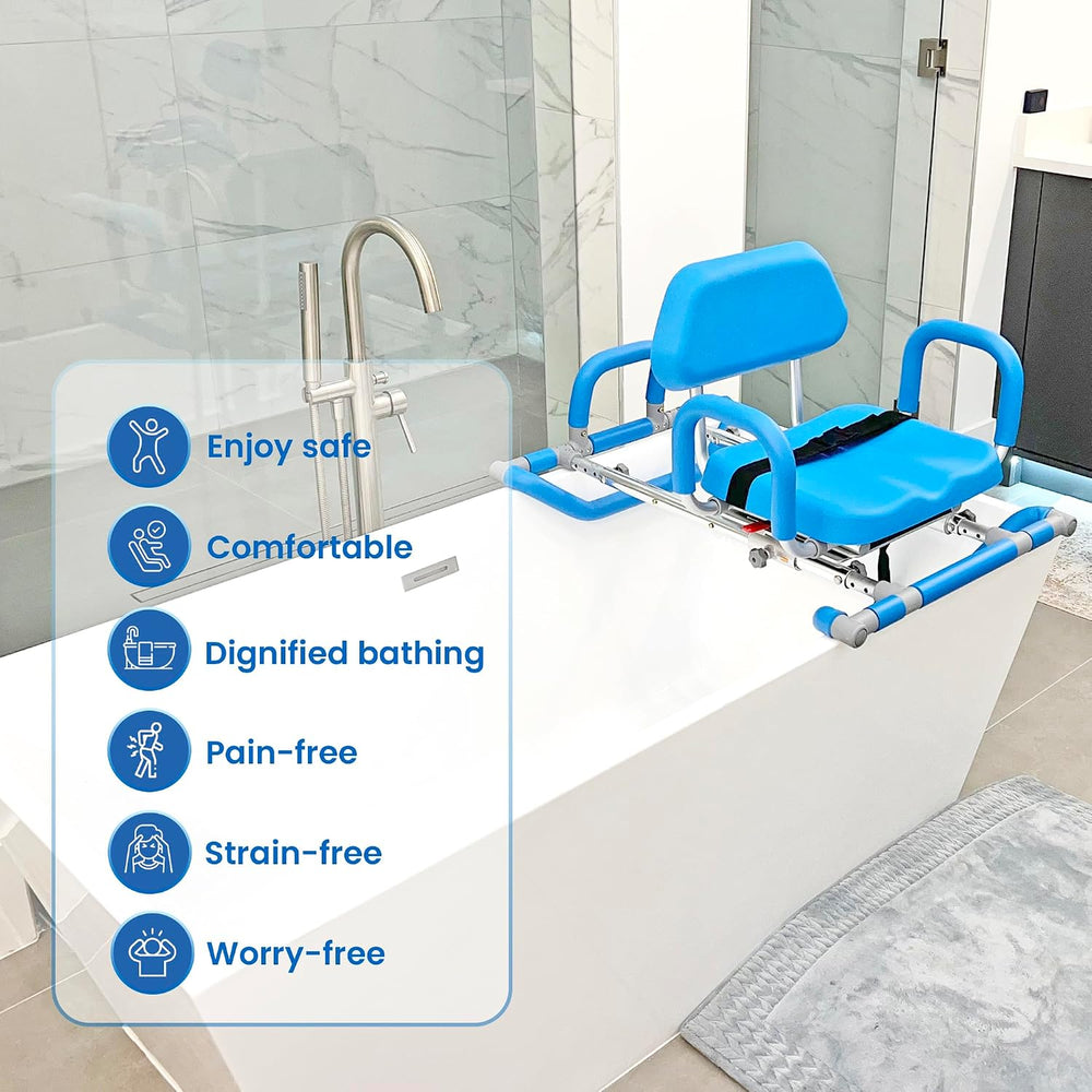 Platinum Health HydroSlide Sliding Shower Chair Swivel Seat for Bathtub, Soft...
