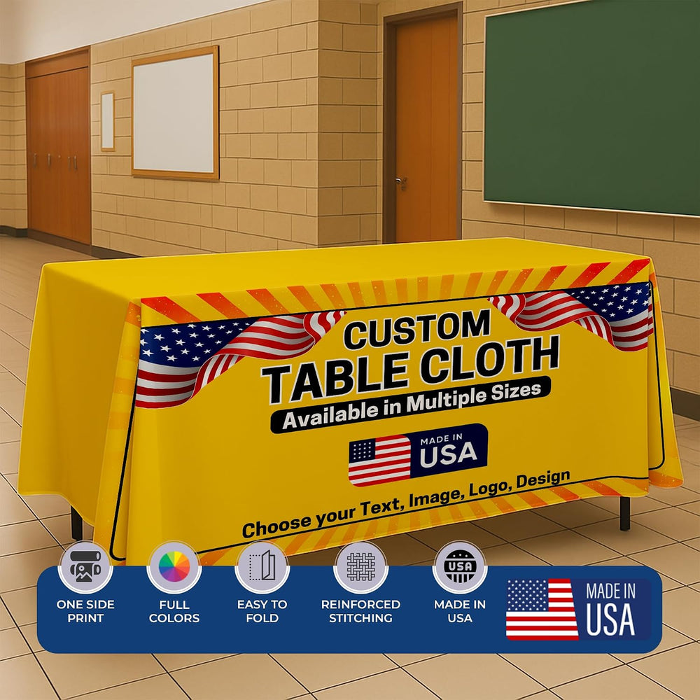 DC Custom Table Cloth With Business Logo 6 Ft-4 Ft, Table Cover Made In USA