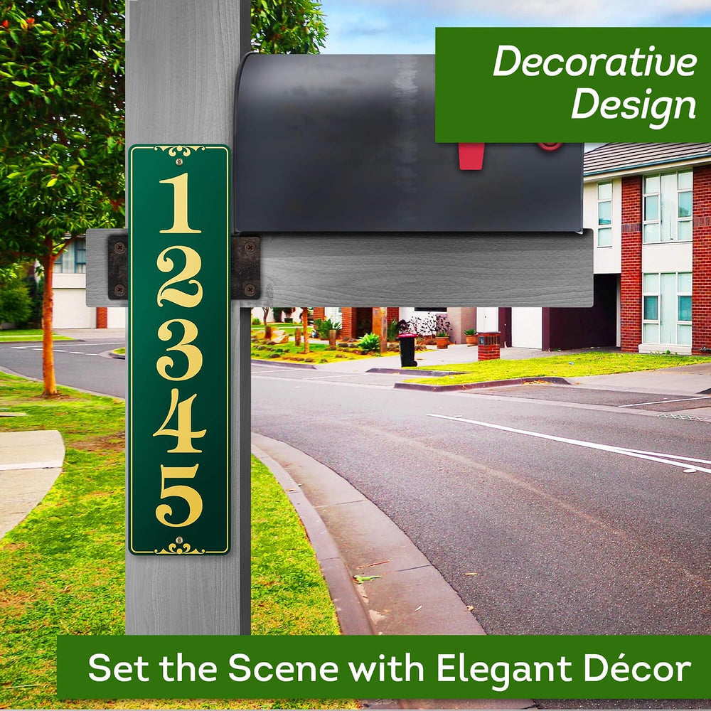 Vertical Address Sign, House Numbers Plaque, Indoor/Outdoor Use, 6x24 inch, 2...