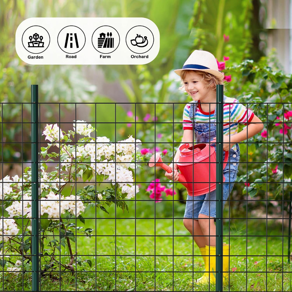 Metal Fence Post 4feet, Heavy Duty Garden Fence Post for Holding Wire Fence, ...