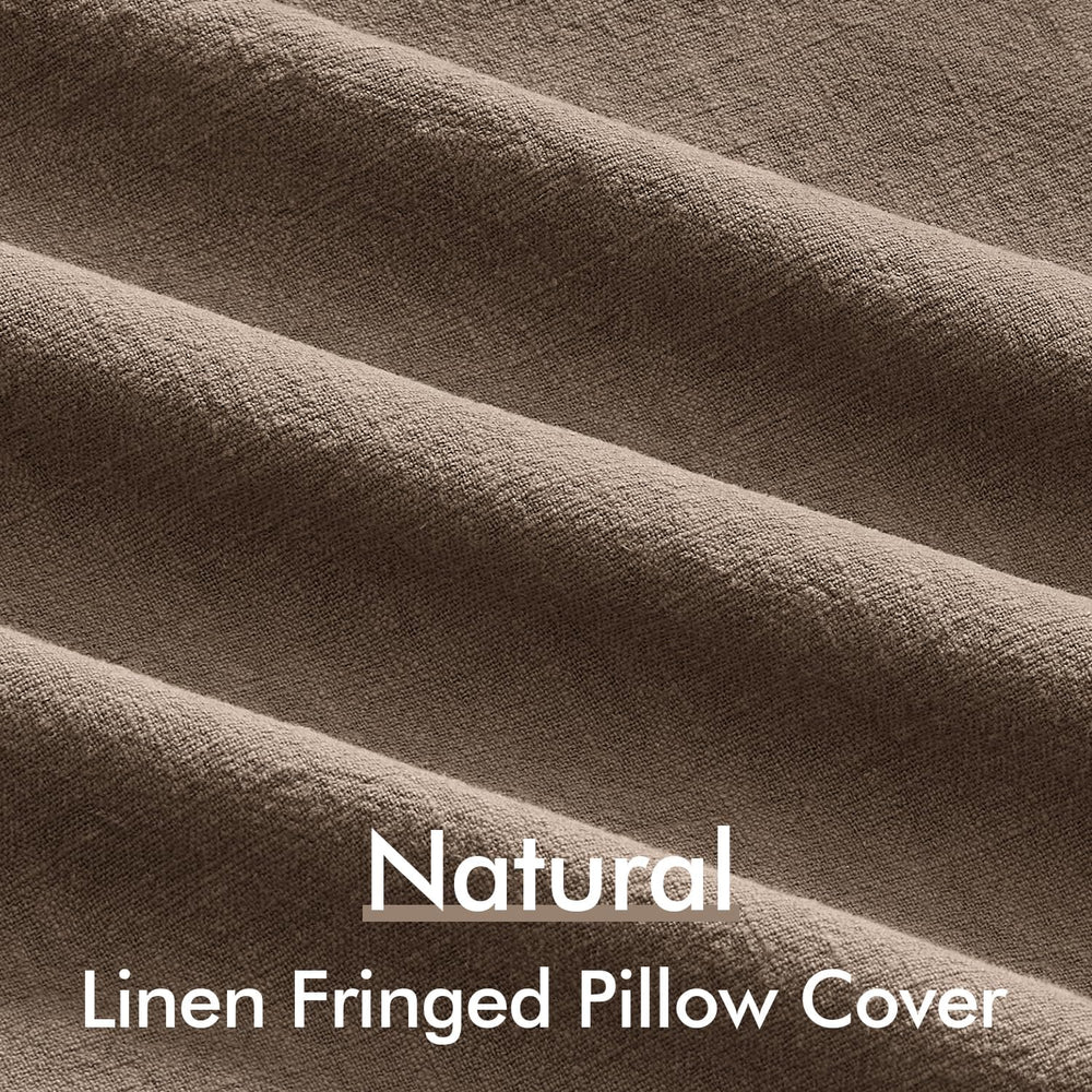 ANRODUO Euro Decorative Linen Fringe Pillow Covers 26×26 Cocoa Brown 2 Pack