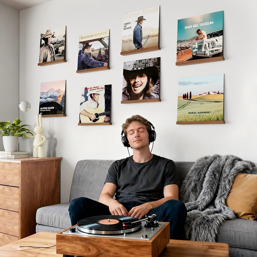 Emfogo Vinyl Record Shelf Wall Mount, 12 Pack Album Record Holder Wall, 12 in...