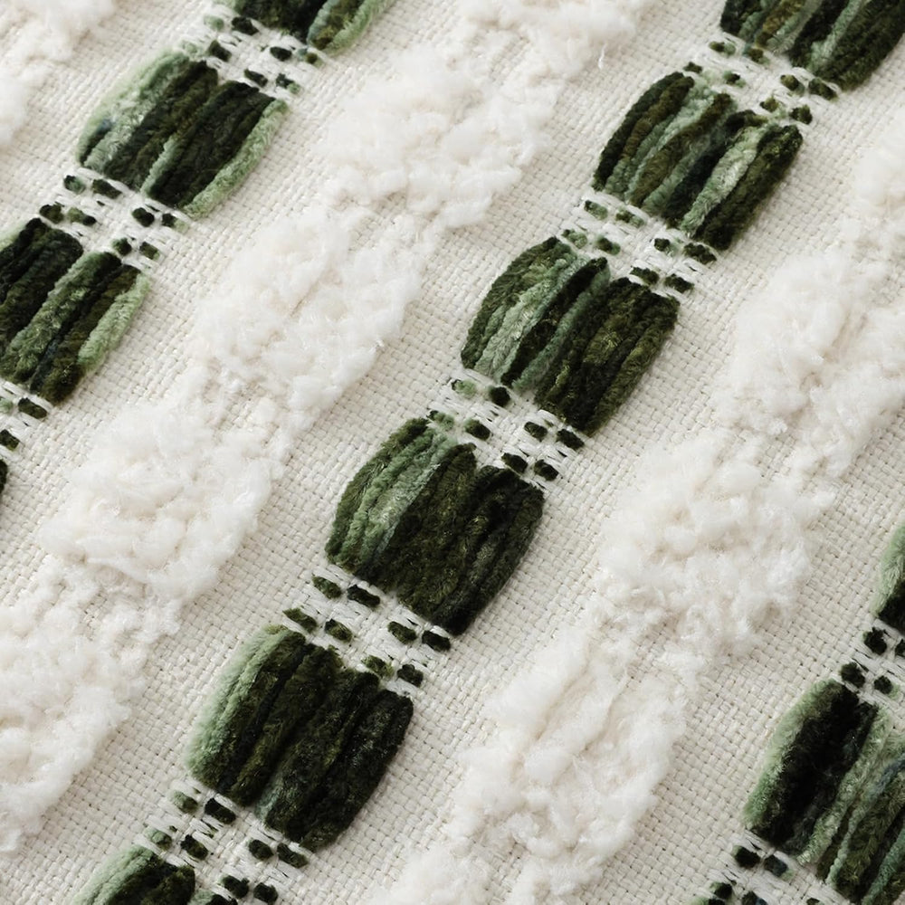 decorUhome Chenille Tufted Stripe Throw Pillow Covers 20x20 Set of 2 Green