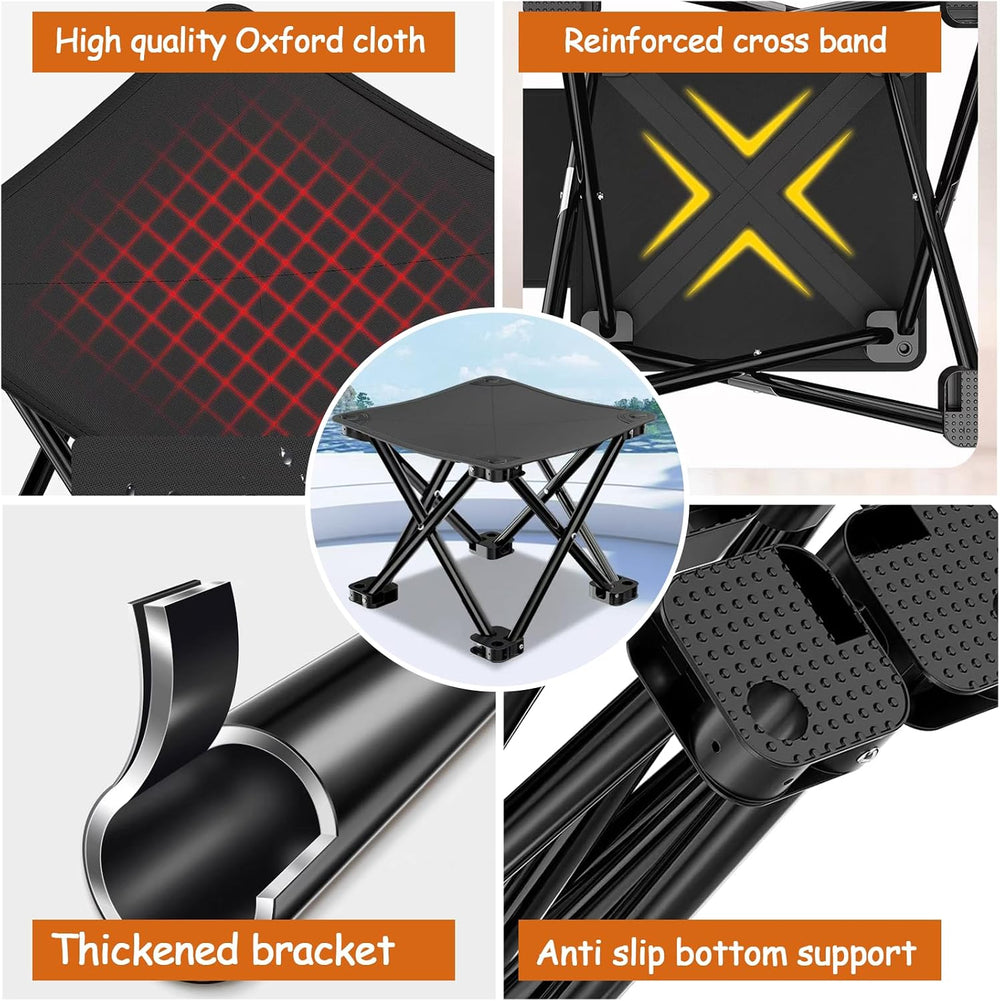 2 Pairs Camping Stool, 13 InchLightweight Folding Camping Chair, Lightweight ...