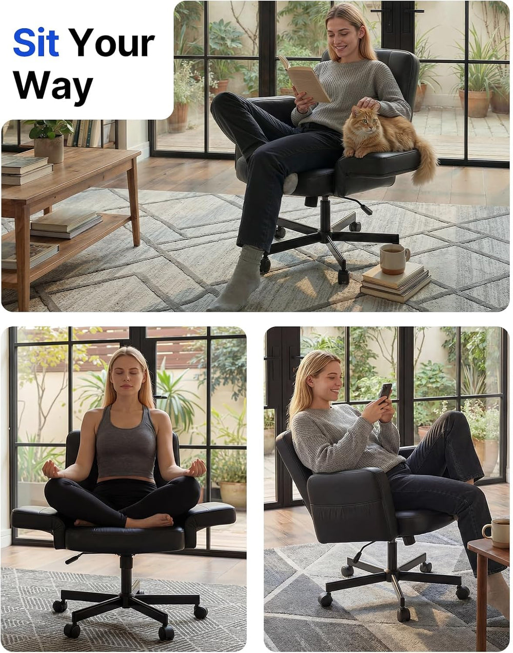 HUANUO Criss Cross Chair with Adjustable Armrests