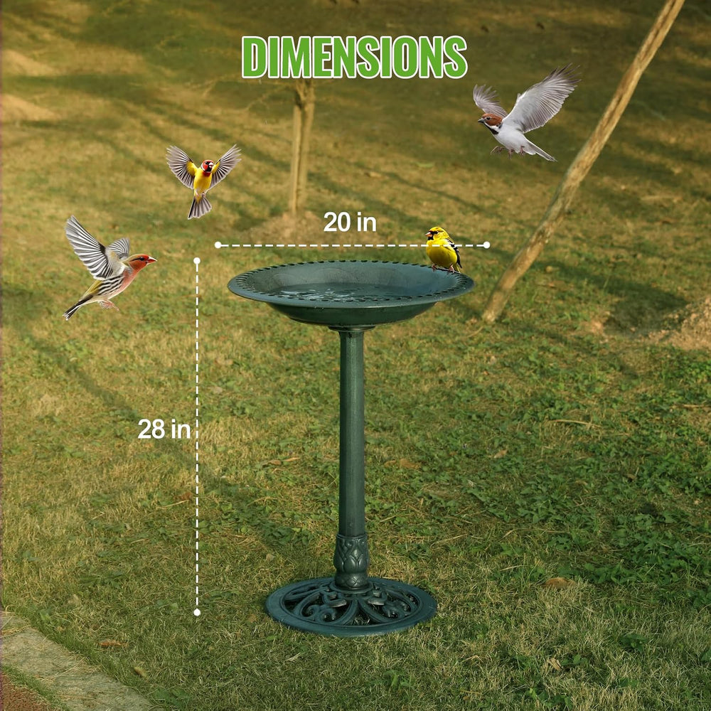 Backyard Expressions Outdoor Garden Bird Bath - Green - Weather Resistant Pol...