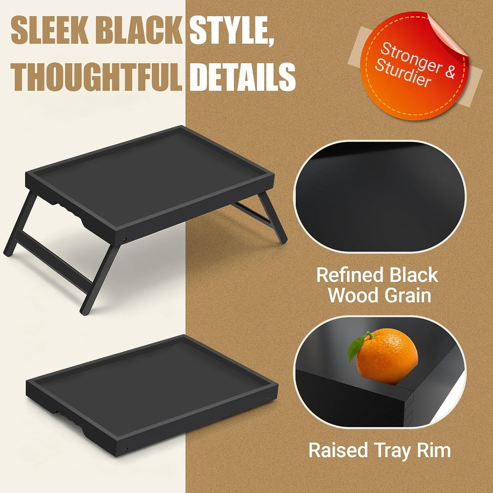 Artmeer FSC 100% Bamboo Bed Trays, X-Large, 2-Pack, Black