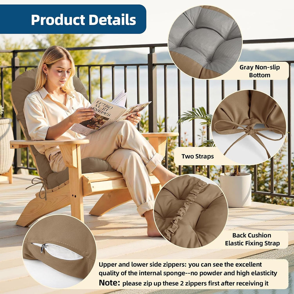Adirondack Chair Cushion with Non-Slip & Waterproof, 44x19x4 Inch Thick H...