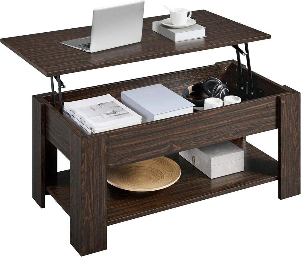 Yaheetech Lift Top Coffee Table with Hidden Storage & Shelf, Espresso,38....