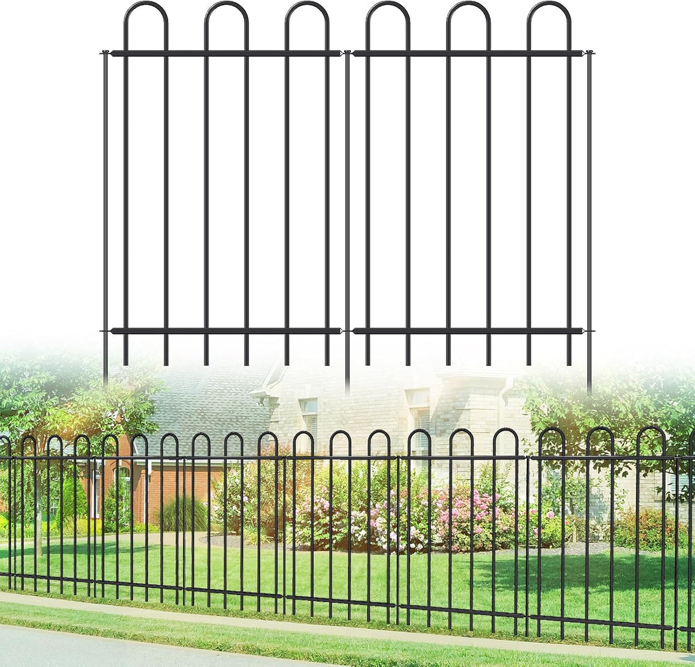 36” x 12’ Outdoor Metal Garden Fence, No-Dig Dog Fence Panels with Stakes