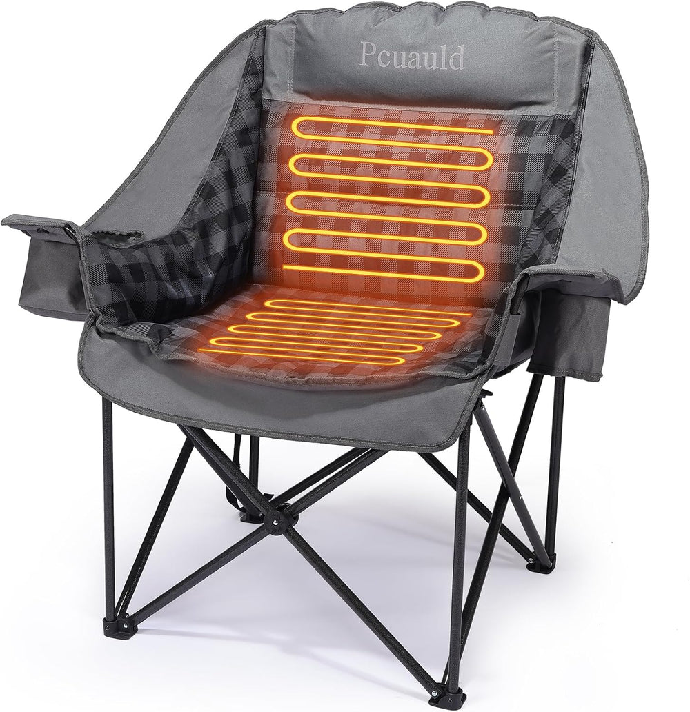 Oversized Heated Camping Chair 500lbs, 3-Level Adjustable Heating