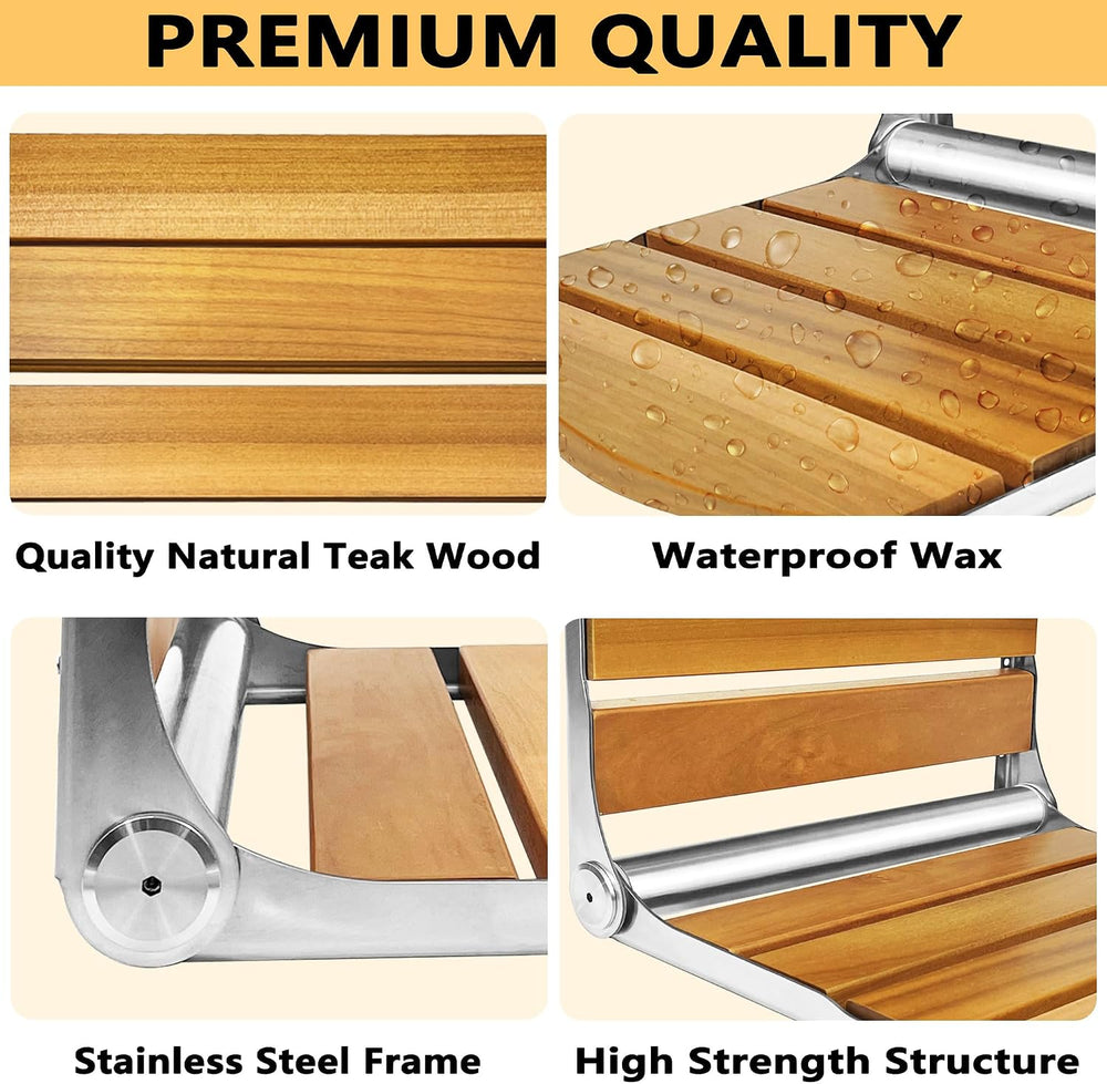 Folding Shower Seat Wall Mounted, 17.5''x13''x11'' Fo...