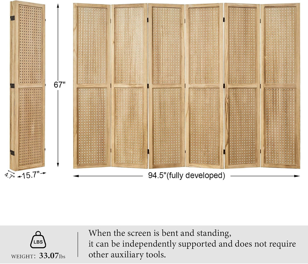 Pegboard Display, 5.6Ft Portable Freestanding Wall Organizer Wooden Room Divi...
