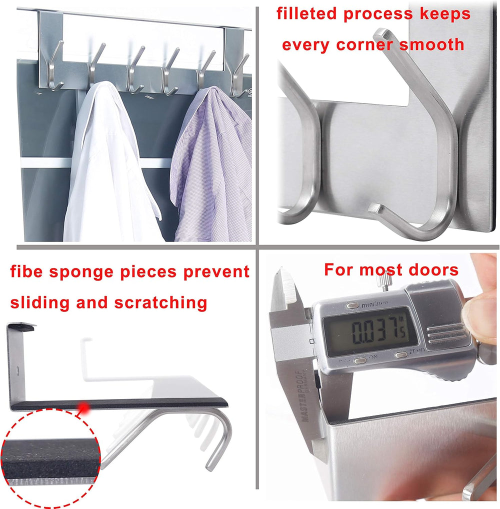Dseap Over The Door Hook Hanger - 6 Hooks Over Door Coat Rack for Hanging Clo...