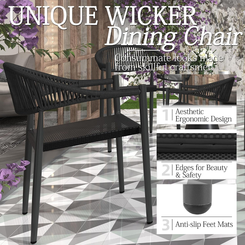 TWT Patio Dining Chairs Outdoor Stackable for All Weather, Breathable Textile...