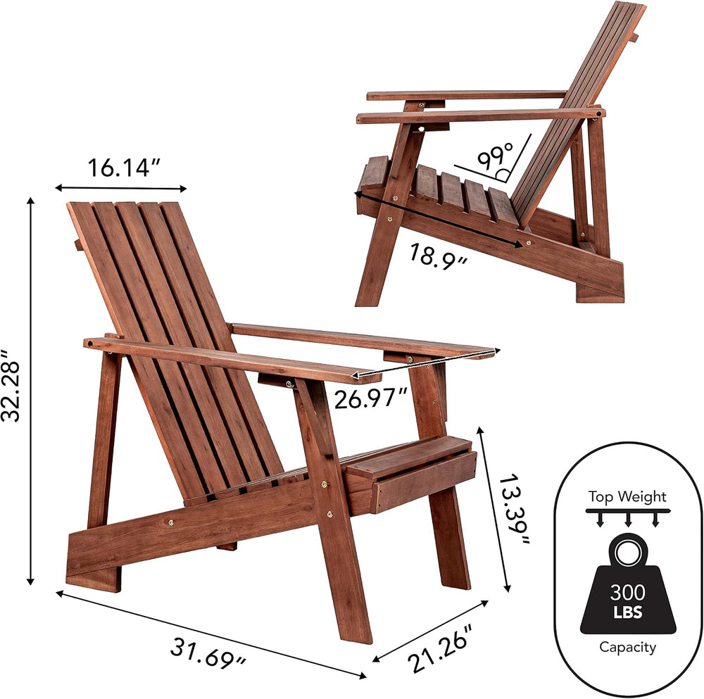 JONATHAN Y Irving 32" Solid Acacia Wood Adirondack Chair, Dark Brown