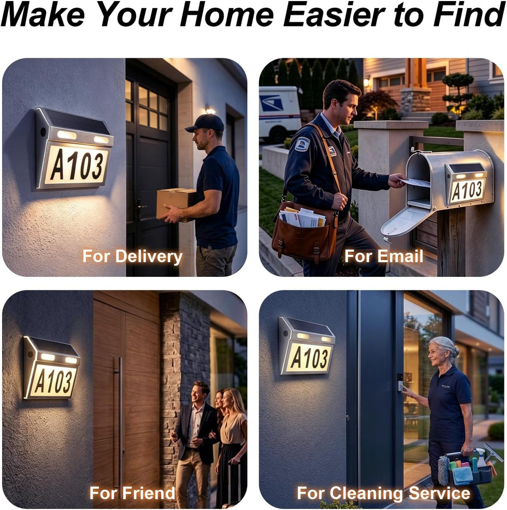 Solar Lighted Address Plaque for Houses Wall Mount, LED House Numbers Outside...
