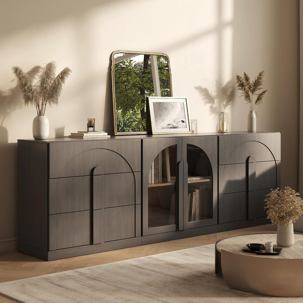 BELLEZE Bijou 3-Piece Modular Sideboard Buffet Cabinet - Ebony