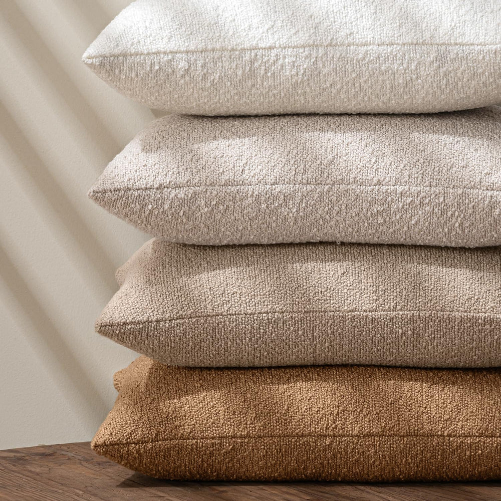 MIULEE 24x24 Decorative Euro Sham Boucle Couch Pillow Covers Camel