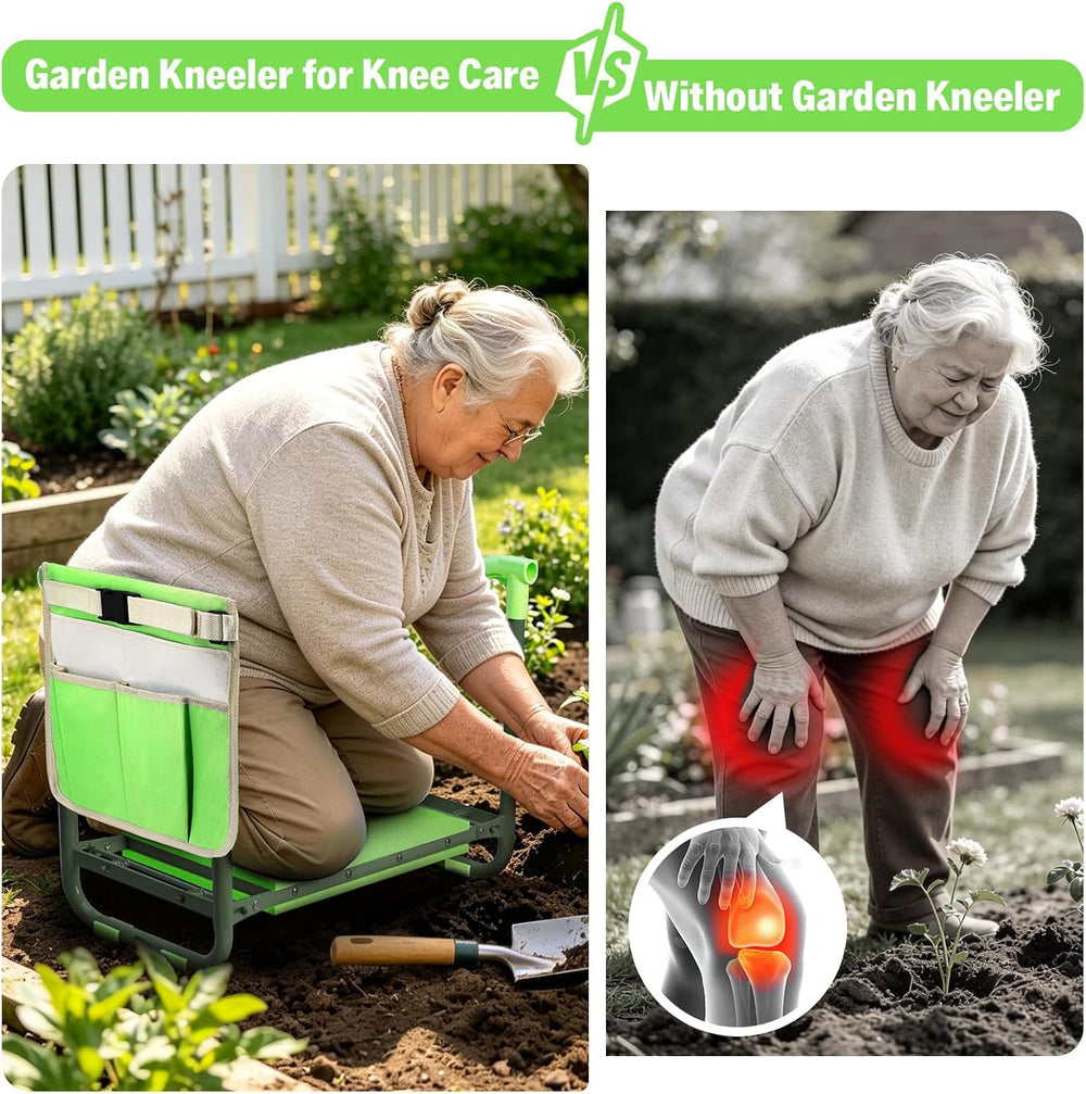 Garden Kneeler and Seat Heavy Duty, Foldable Gardening Stool Bench
