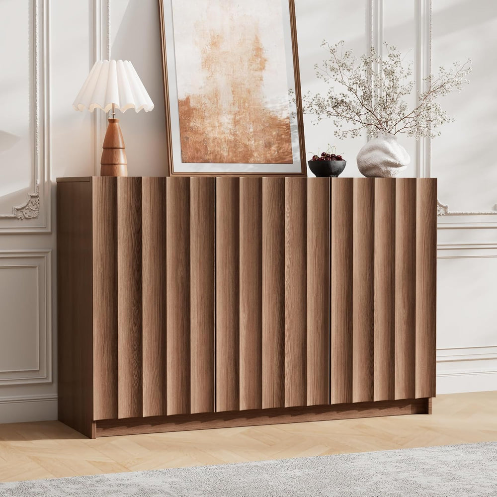 Fluted Sideboard Buffet Cabinet with Storage, 47.2" Wide Mid Century Mod...