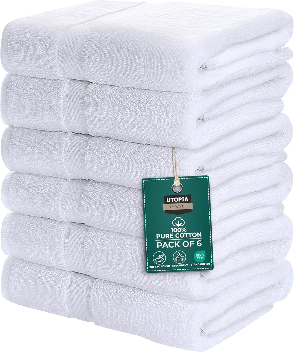 Utopia Towels 6 Pack Medium Bath Towel Set, 500 GSM 100% Ring Spun Cotton, Li...