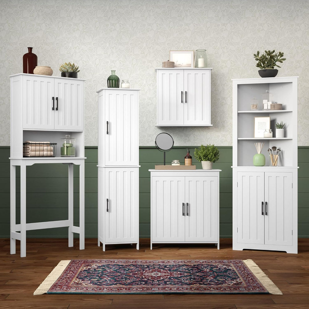 RiverRidge Monroe Two-Door Bathroom Floor Storage Cabinet - White