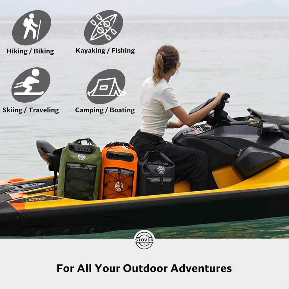 STOVER 5/10/25/30/40L Waterproof Dry Backpack & Phone Case- Large Floatin...
