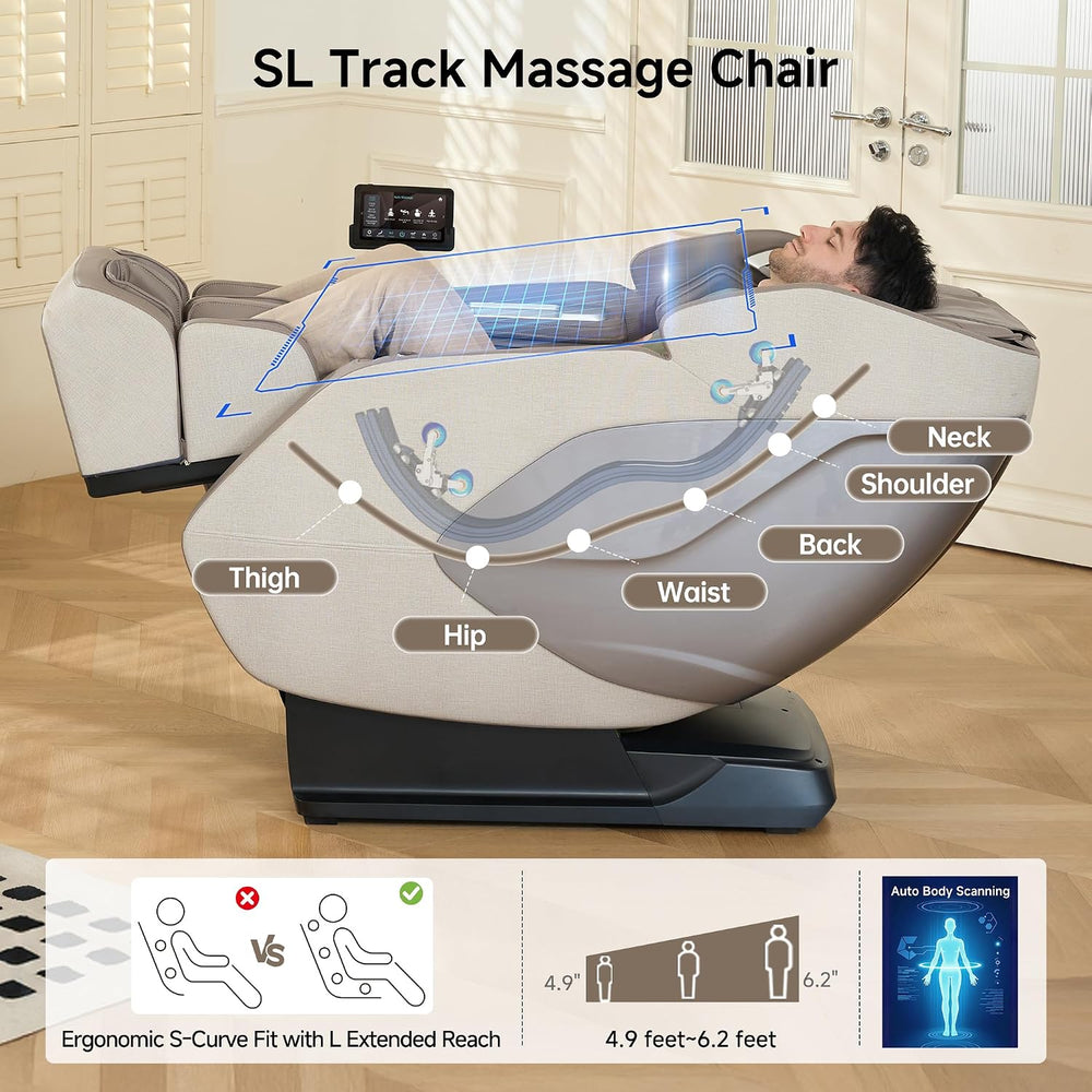 Real Relax 4D Massage Chair Full Body Zero Gravity SL Track Recliner