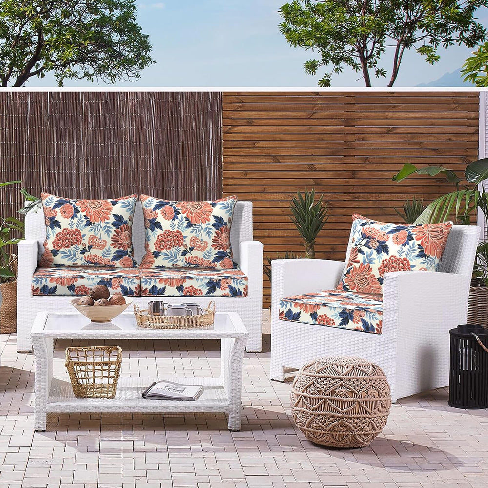 LVTXIII Outdoor Deep Seat Cushion 22"x22"x4" Patio Seat and Ba...