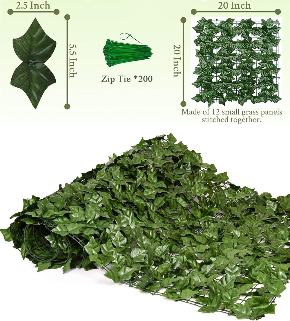 Privacy Fence Screen Artificial Ivy Grass Wall Screen 240x40 in Balcony Fence...
