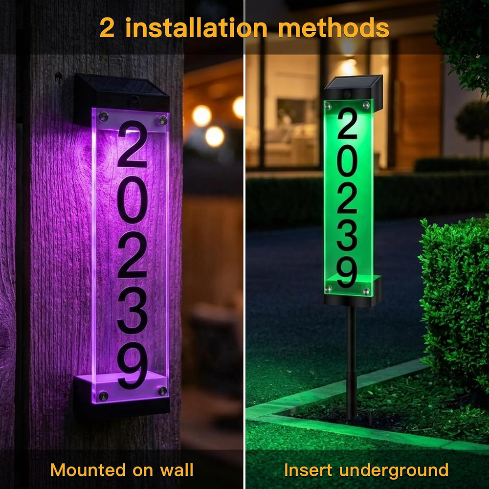 Solar House Numbers for Outside, Address Signs for Yard with Stake