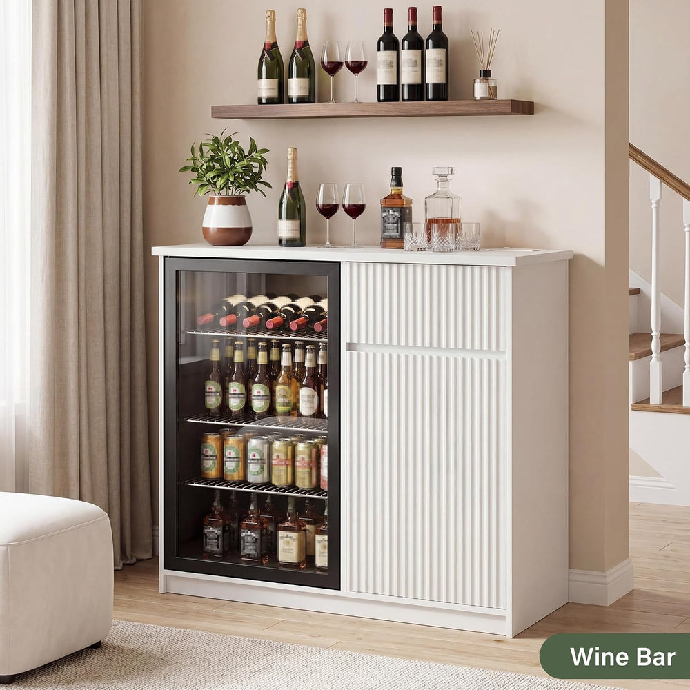 Mini Fridge Cabinet with Storage & Power Outlet, White