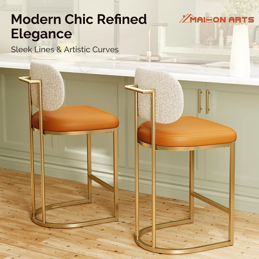 MAISON ARTS Counter Height Bar Stools Set of 4, Kitchen Barstools with Back