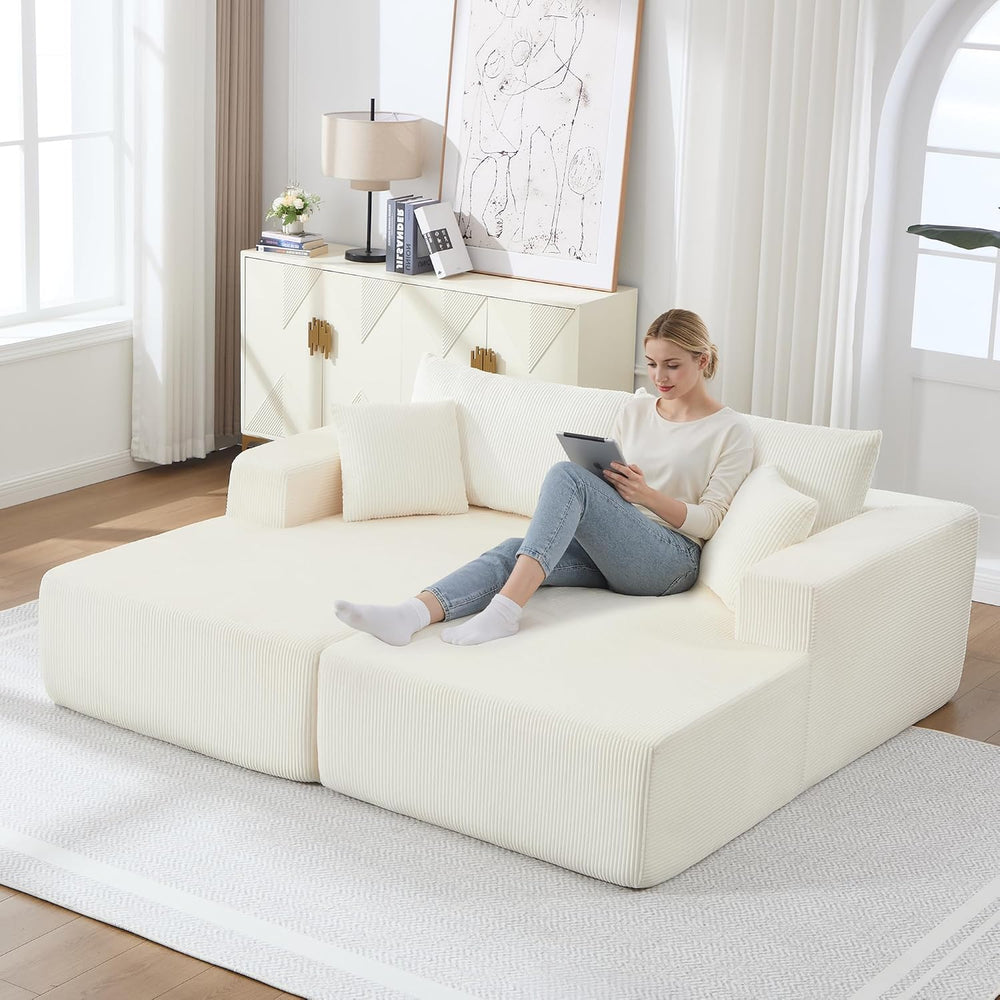 81" Oversized Chaise Lounge Chair Indoor,Boneless Sectional Double Chais...