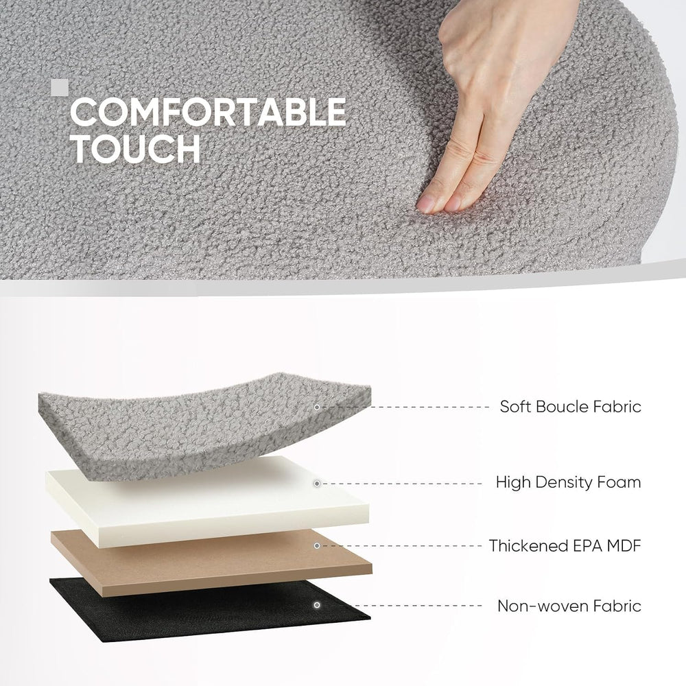 B FSOBEIIALEO 43.3" Sherpa Ottoman with Storage for Living Room, Grey