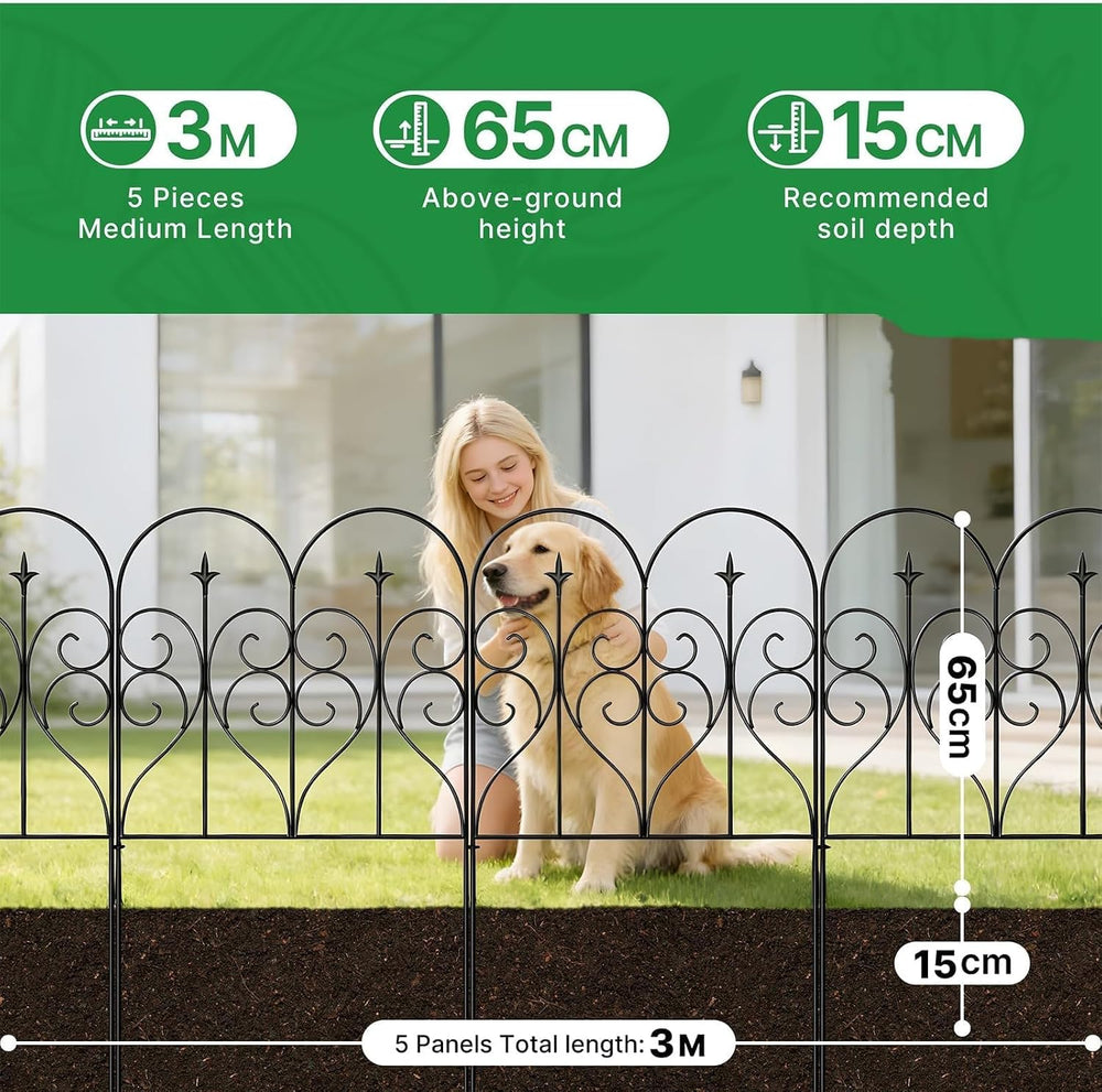 Thealyn Garden Fence 32" x 10ft, 5 Panels, No Digging Metal Barrier