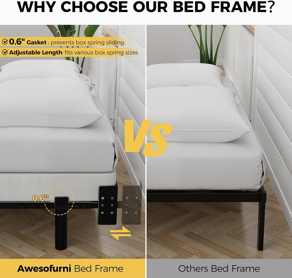 Queen Bed Frame, 7 Inch Heavy Duty Metal Base for Box Spring, 9 Legs